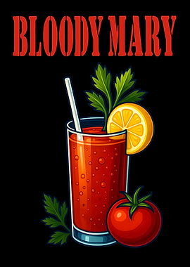 Bloody Mary Cocktail Art Print – Bold Vodka & Tomato Drink Recipe Wall Decor for Bar, Kitchen, or Lounge