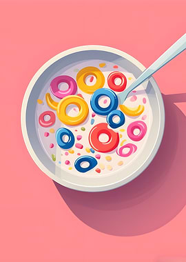 Bowl of Colorful Cereal with Spoon
