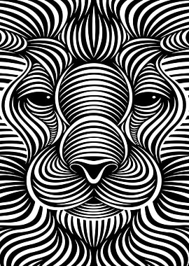 Abstract Lion Black and White Stripes