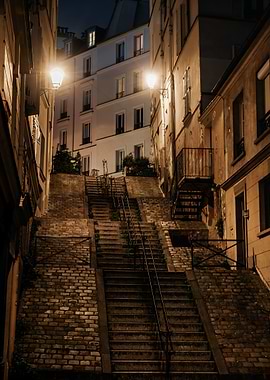 Montmartre Stairs at Night