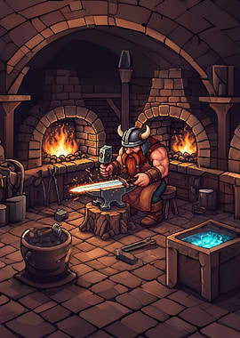 Dwarf Blacksmith at Work