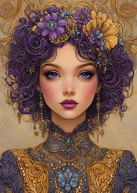 Portrait of a girl with purple hair