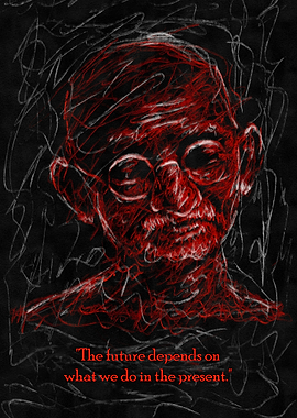 Gandhi Portrait with Inspirational Quote