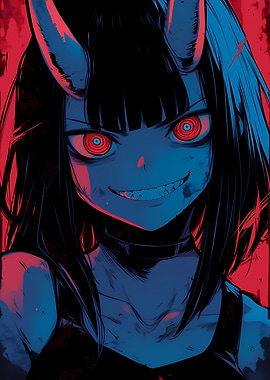 Anime Devil Girl with Red Eyes
