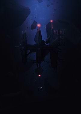 Space Station in Asteroid Field