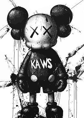 KAWS Companion Black and White Art