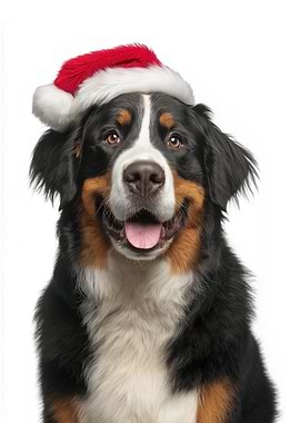 Bernese Mountain Dog Santa Portrait