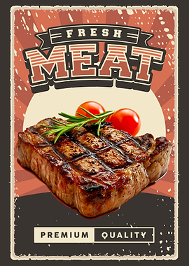 Fresh Meat Premium Quality Retro Poster