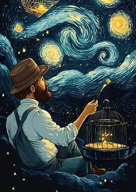 Starry Night Painter Birdcage