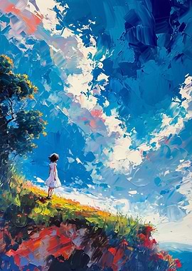 Girl in White Dress Painting