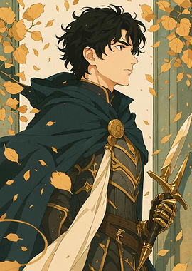 Anime Warrior with Spear and Cape