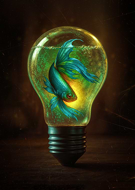 Betta Fish in Light Bulb