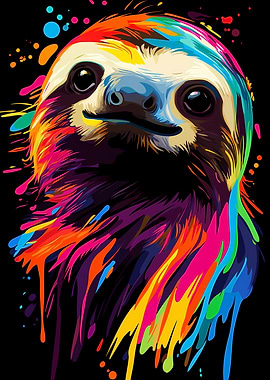 Colorful Sloth Portrait