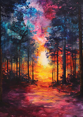 Colorful Forest Painting