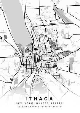 Ithaca, New York USA Map