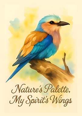 Colorful Bird on Branch Art