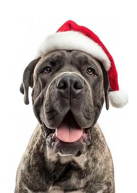 Mastiff Dog with Santa Hat