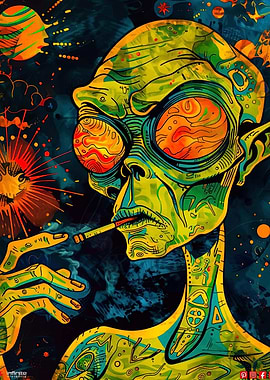 Psychedelic Alien Smoking