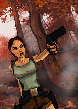 Lara Croft in Autumn Forest