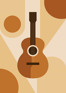 Minimalist acoustic guitar with geometric shapes