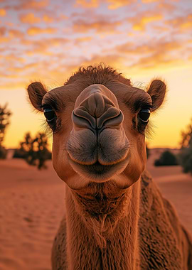 Camel Portrait at Sunset Wildlife Photo