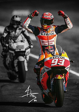 Marc Marquez Motorcycle Racing Victory Celebration