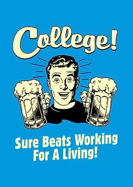 College Beer Retro Illustration
