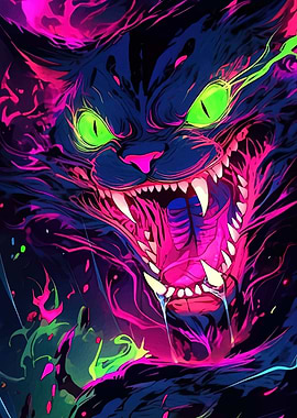 Neon Angry Cat
