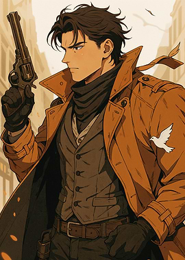 Anime Detective with Revolver