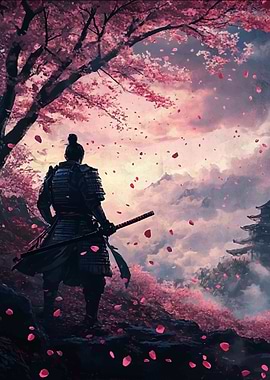 Samurai Cherry Blossom Landscape