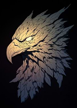 Eagle Head Illustration on Black Background