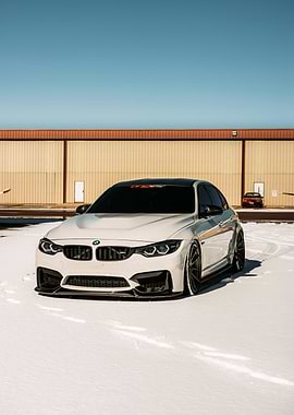 White BMW M3 in Snow