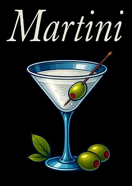 Martini Cocktail Art Print – Classic Gin or Vodka Drink Recipe Wall Decor for Bar, Kitchen, or Lounge