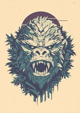 Stylized Gorilla Head Illustration
