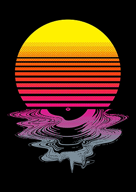 Retro Sunset Melting LP Record