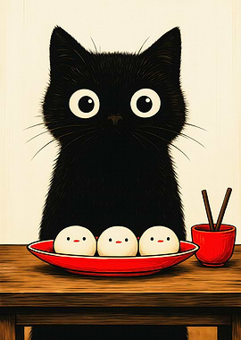 Black Cat with Dango