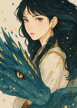 Anime Girl with Dragon Companion