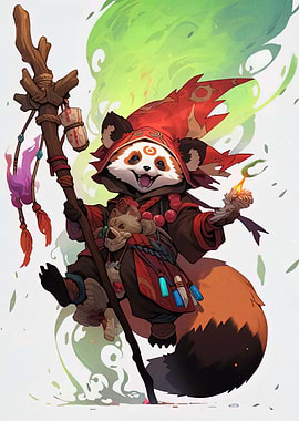Red Panda Mage with Staff