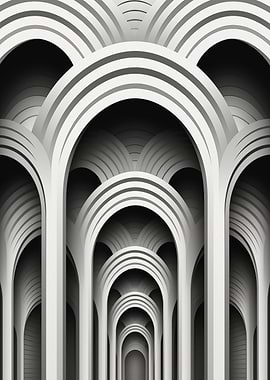 Abstract Arches in Gray