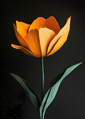 Orange Tulip on Black Background