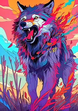 Colorful Wolf Illustration