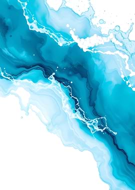 Abstract Blue Ink Wash