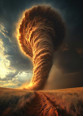 Golden Tornado Over Field