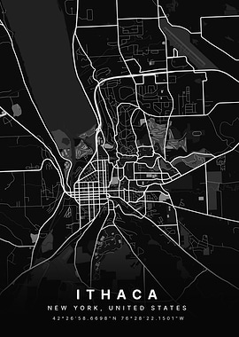 Ithaca, New York USA Map