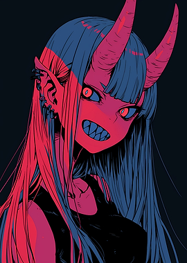 Anime Demon Girl with Horns