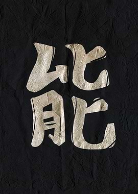 Energy, Japanese Calligraphy on Black Paper