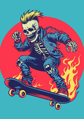 Skeleton Punk Skateboarder