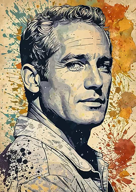Paul Newman Vintage Watercolor