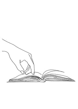 Hand turning page of book Minimalist Line Art