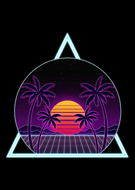 Synthwave Sunset with Palm Trees